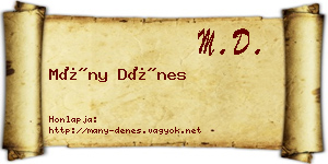 Mány Dénes névjegykártya